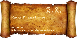 Radu Krisztofer névjegykártya